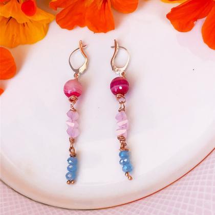 Pink Agate Droplets With Pink And Blue..
