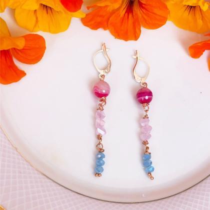 Pink Agate Droplets With Pink And Blue..